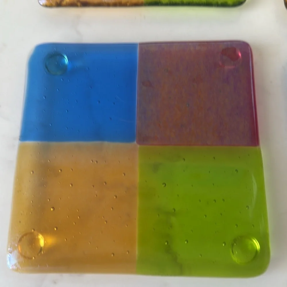Color Block  Glass Coasters Set of 4